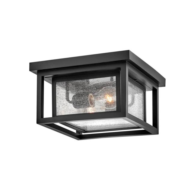 Hinkley Lighting Republic 2 Light 11 inch Outdoor Flush Mount in Black with Clear Seedy Glass 1003BK