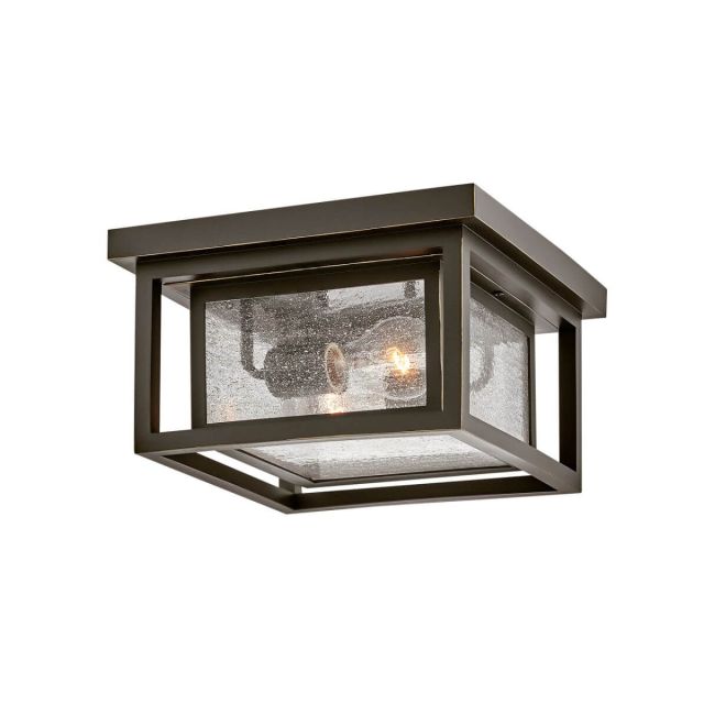 Hinkley Lighting 1003OZ Republic 2 Light 11 inch Outdoor Flush Mount in Oil Rubbed Bronze with Clear Seedy Glass