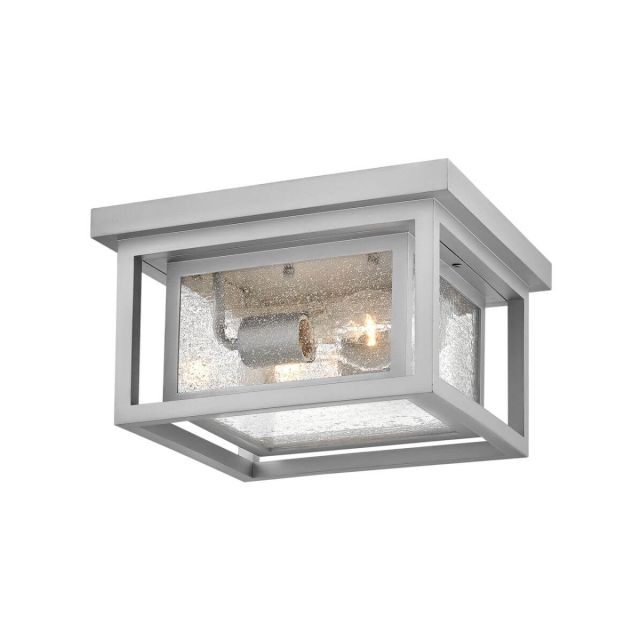 Hinkley Lighting 1003SI Republic 2 Light 11 inch Outdoor Flush Mount in Satin Nickel with Clear Seedy Glass