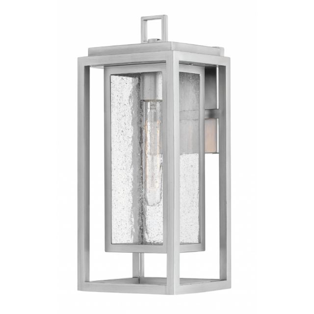 Hinkley Lighting Republic 1 Light 16 Inch Tall Medium Outdoor Wall Light In Satin Nickel With Clear Seedy Glass 1004SI