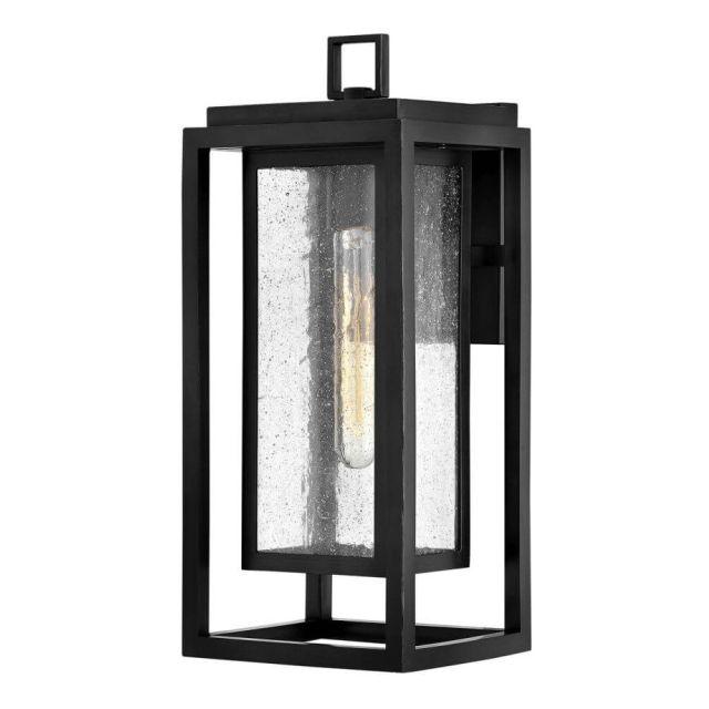 Hinkley Lighting Republic 1 Light 16 Inch Tall Outdoor Wall Light in Black with Clear Seedy Glass 1004BK