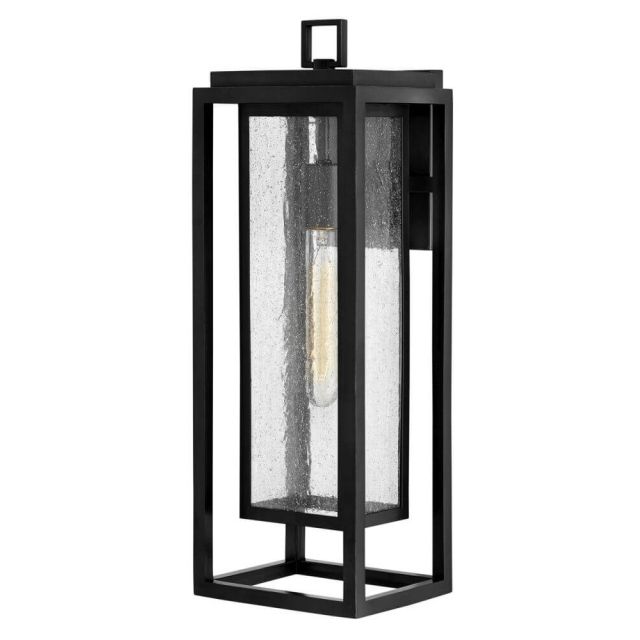 Hinkley Lighting Republic 1 Light 20 Inch Tall Outdoor Wall Light in Black with Clear Seedy Glass 1005BK