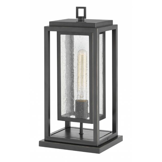 Hinkley Lighting Republic 1 Light 17 Inch Tall Pier Mount Light In Oil Rubbed Bronze With Clear Seedy Glass 1007OZ