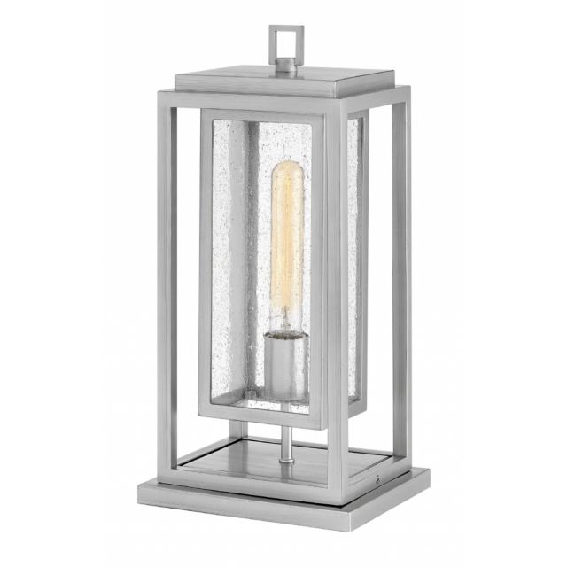 Hinkley Lighting Republic 1 Light 17 Inch Tall Pier Mount Light In Satin Nickel With Clear Seedy Glass 1007SI