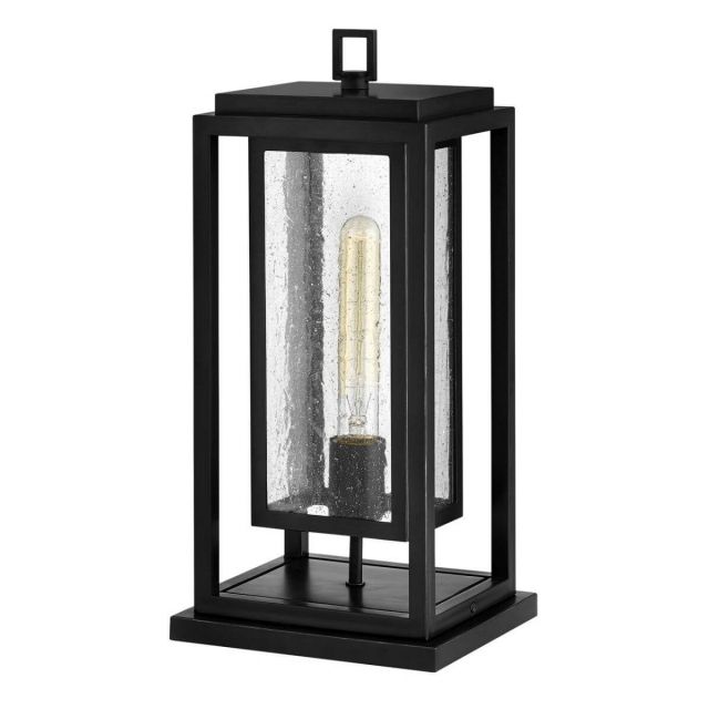 Hinkley Lighting 1007BK-LV Republic 1 Light 17 Inch Tall LED Outdoor Pier Mount in Black with Clear Seedy Glass