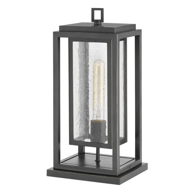 Hinkley Lighting 1007OZ-LV Republic 1 Light 17 Inch Tall LED Outdoor Pier Mount in Oil Rubbed Bronze with Clear Seedy Glass