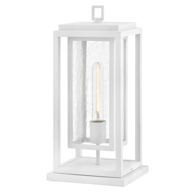 Hinkley Lighting 1007TW Republic 1 Light 17 inch Tall LED Outdoor Pier Mount Lantern in Textured White with Clear Seedy Glass