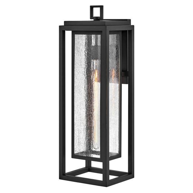 Hinkley Lighting 1009BK Republic 1 Light 27 inch Tall LED Outdoor Wall Mount Lantern in Black with Clear Seedy Glass