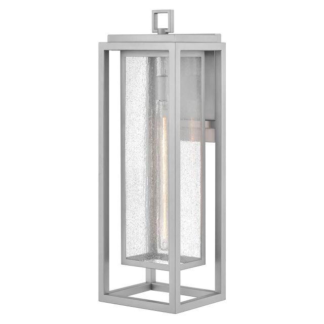 Hinkley Lighting 1009SI Republic 1 Light 27 inch Tall LED Outdoor Wall Mount Lantern in Satin Nickel with Clear Seedy Glass