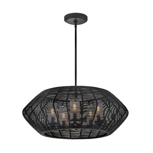 Hinkley Lighting Luca 5 Light 28 inch LED Outdoor Chandelier in Black with Clear Seedy Glass 10385BK