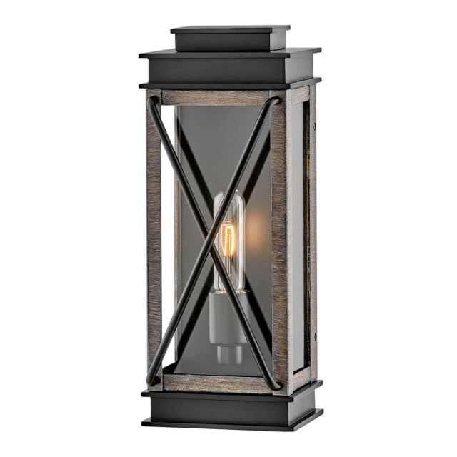 Hinkley Lighting Montecito 1 Light 15 inch Tall Small Outdoor Wall Mount Lantern in Black with Clear Glass 11190BK