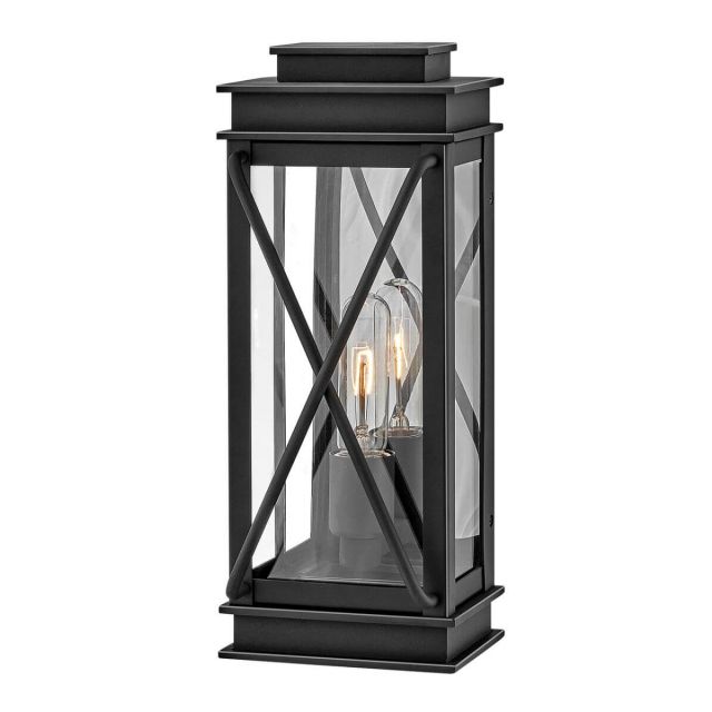 Hinkley Lighting Montecito 1 Light 15 inch Tall Small Outdoor Wall Mount Lantern in Museum Black with Clear Glass 11190MB