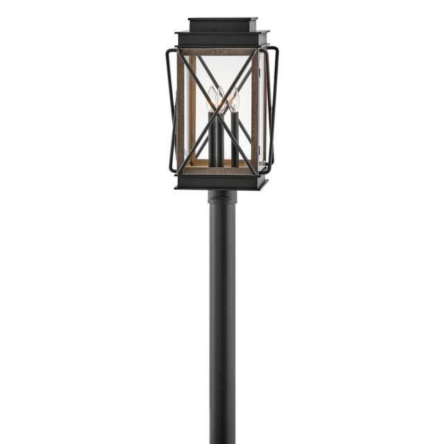 Hinkley Lighting Montecito 3 Light 21 inch Tall Medium Outdoor Post Mount Lantern in Black with Clear Glass 11191BK