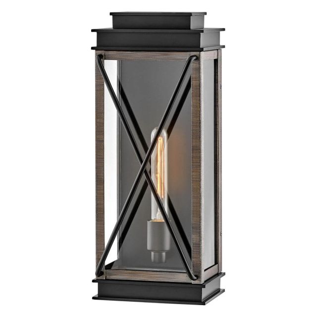 Hinkley Lighting Montecito 1 Light 19 inch Tall Medium Outdoor Wall Mount Lantern in Black with Clear Glass 11194BK