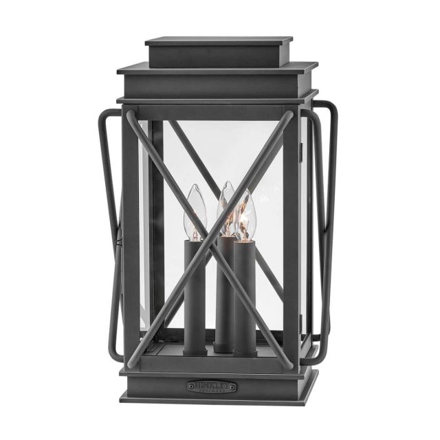 Hinkley Lighting Montecito 3 Light 19 inch Tall LED Outdoor Pier Mount Lantern in Museum Black with Clear Glass 11197MB-LV