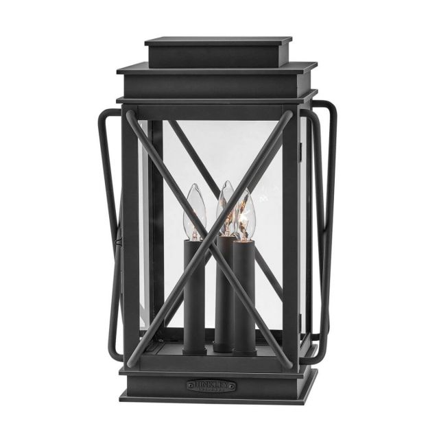 Hinkley Lighting Montecito 3 Light 19 inch Tall Medium Outdoor Pier Mount Lantern in Museum Black with Clear Glass 11197MB