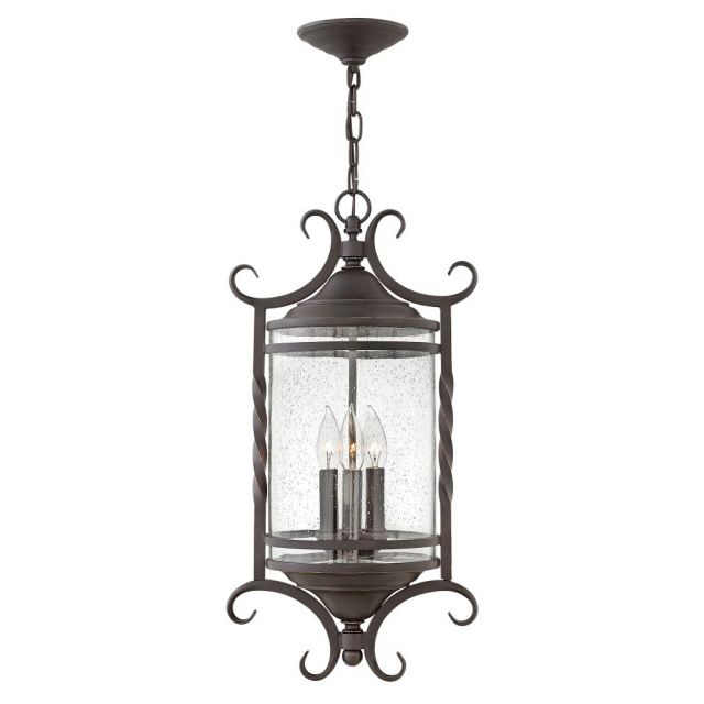 Hinkley Lighting 1147OL-CL Casa 3 Light 23 Inch Tall Outdoor Hanging Lantern In Olde Black With Clear Seedy Glass