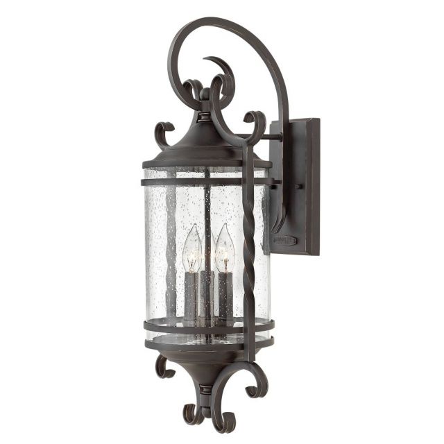 Hinkley Lighting 1148OL-CL Casa 3 Light 26 Inch Tall Outdoor Large Wall Mount In Olde Black With Clear Seedy Glass