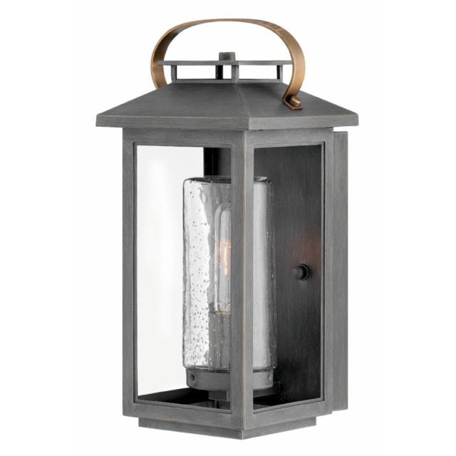 Hinkley Lighting Atwater 1 Light 14 Inch Tall Small Outdoor Wall Light In Ash Bronze With Clear Seedy Glass 1160AH