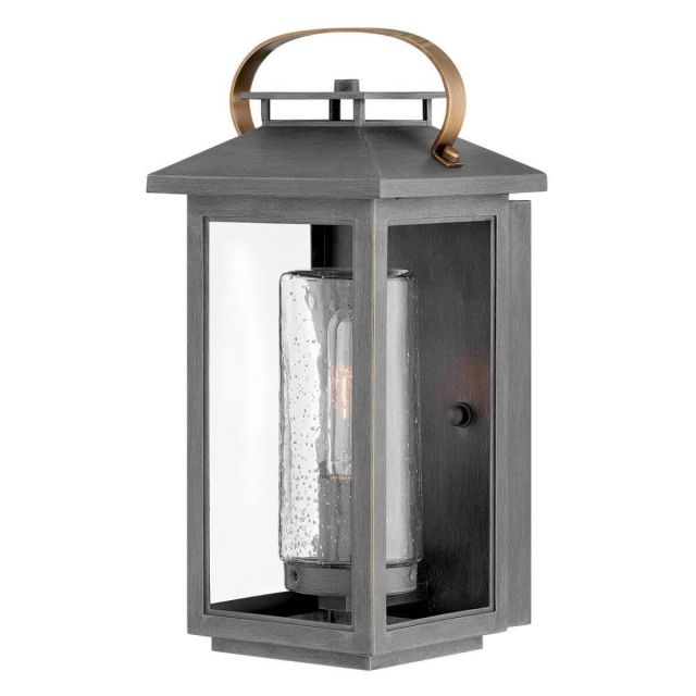 Hinkley Lighting Atwater 1 Light 14 inch Tall Small LED Outdoor Wall Mount Lantern in Ash Bronze with Clear Seedy Glass 1160AH-LL