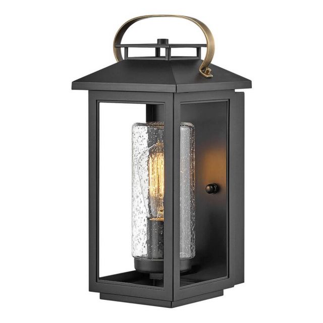 Hinkley Lighting Atwater 1 Light 14 Inch Tall Outdoor Wall Light in Black with Clear Seedy Glass 1160BK