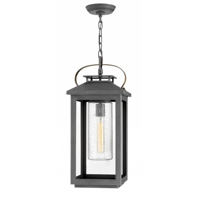Hinkley Lighting Atwater 1 Light 10 Inch Outdoor Pendant In Ash Bronze With Clear Seedy Glass 1162AH