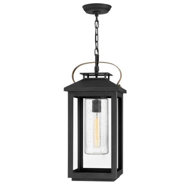 Hinkley Lighting Atwater 1 Light 10 inch Medium LED Outdoor Hanging Lantern in Black with Clear Seedy Glass 1162BK-LL