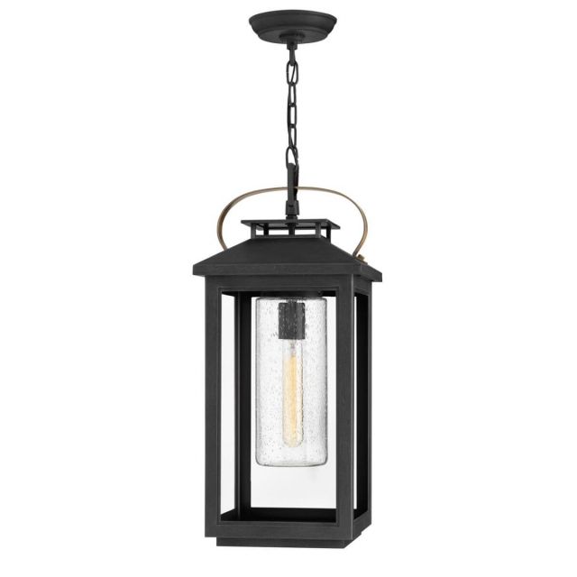 Hinkley Lighting Atwater 1 Light 10 inch LED Outdoor Hanging Lantern in Black with Clear Seedy Glass 1162BK-LV