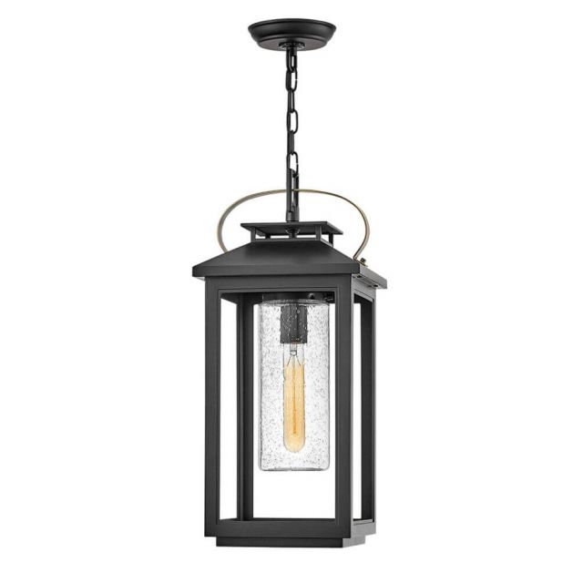 Hinkley Lighting Atwater 1 Light 10 Inch Outdoor Hanging Lantern in Black with Clear Seedy Glass 1162BK