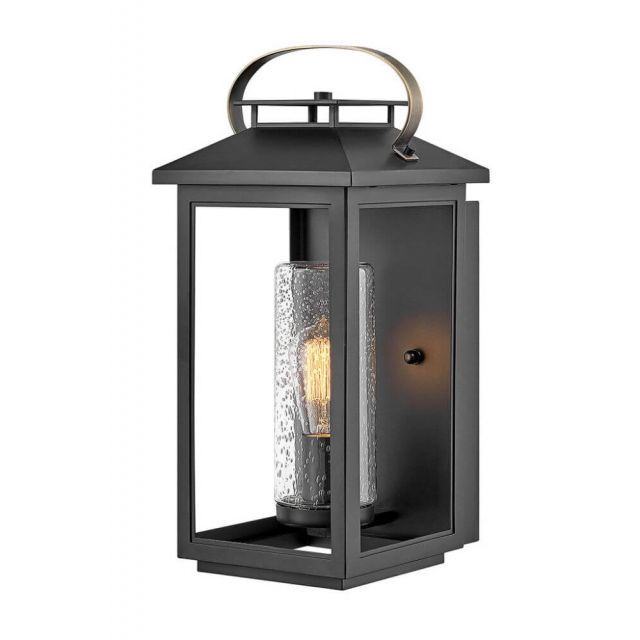 Hinkley Lighting Atwater 1 Light 18 Inch Tall Outdoor Wall Light in Black with Clear Seedy Glass 1164BK