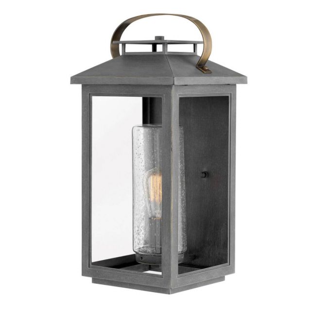 Hinkley Lighting Atwater 1 Light 21 inch Tall Large LED Outdoor Wall Mount Lantern in Ash Bronze with Clear Seedy Glass 1165AH-LL