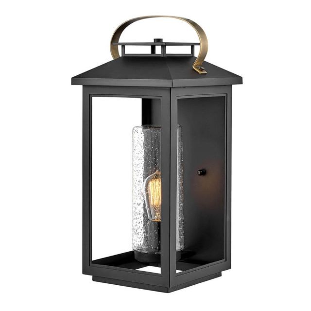 Hinkley Lighting Atwater 1 Light 21 Inch Tall Outdoor Wall Light in Black with Clear Seedy Glass 1165BK