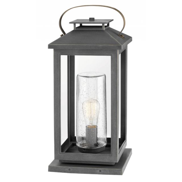Hinkley Lighting Atwater 1 Light 22 Inch Tall Pier Mount Light In Ash Bronze With Clear Seedy Glass 1167AH