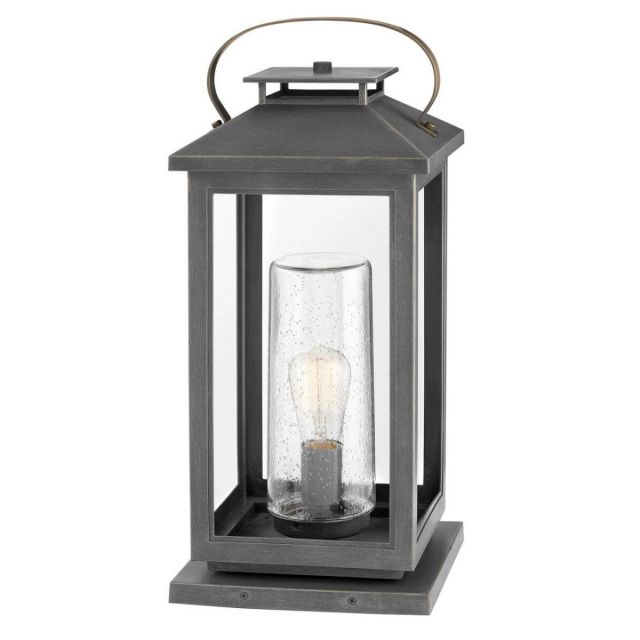 Hinkley Lighting Atwater 1 Light 22 inch Tall Medium LED Outdoor Pier Mount Lantern in Ash Bronze with Clear Seedy Glass 1167AH-LL