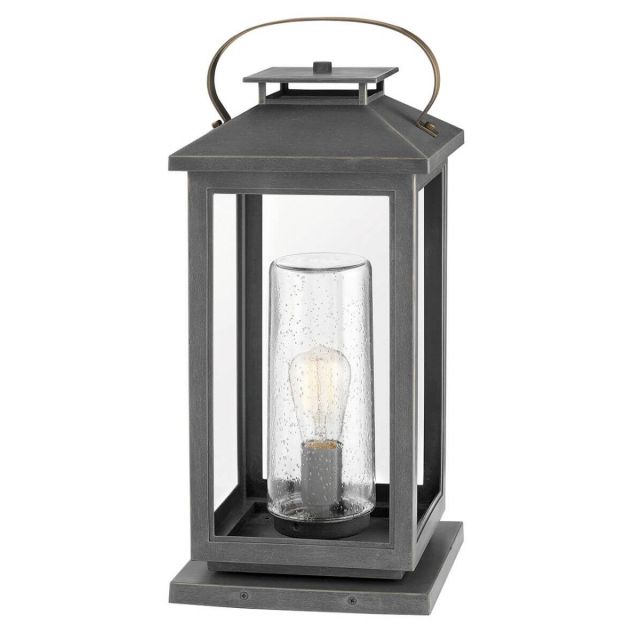 Hinkley Lighting Atwater 1 Light 22 Inch Tall LED Outdoor Pier Mount in Ash Bronze with Clear Seedy Glass 1167AH-LV