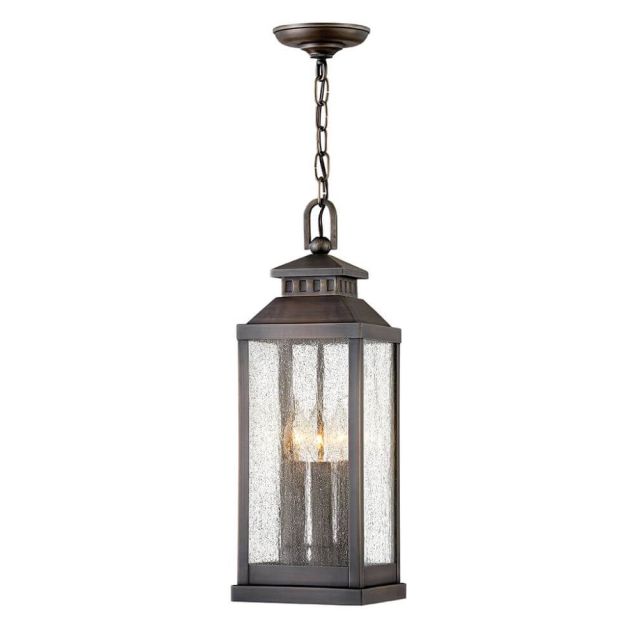 Hinkley Lighting Revere 3 Light 7 inch Outdoor Hanging Lantern in Blackened Brass with Clear Seedy Glass 1182BLB
