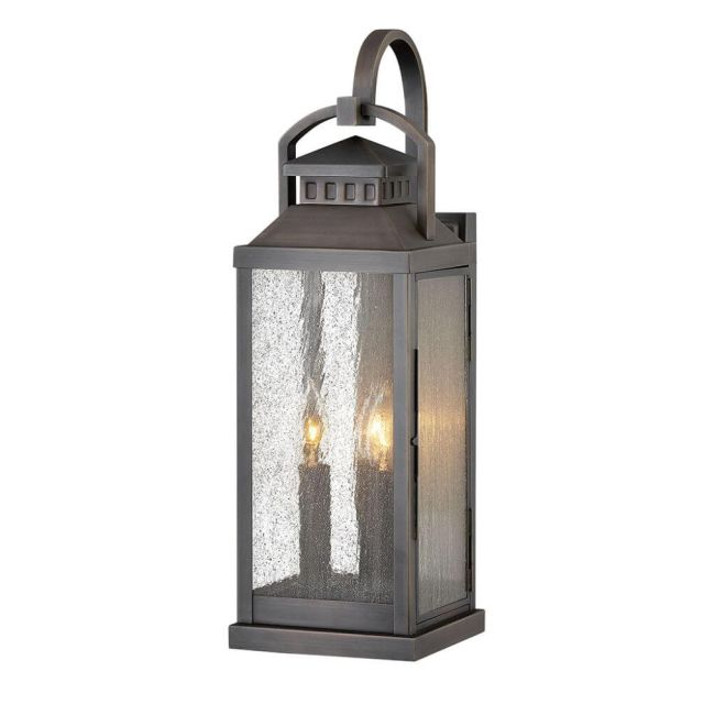 Hinkley Lighting Revere 3 Light 22 Inch Tall Outdoor Wall Light in Blackened Brass with Clear Seedy Glass 1185BLB