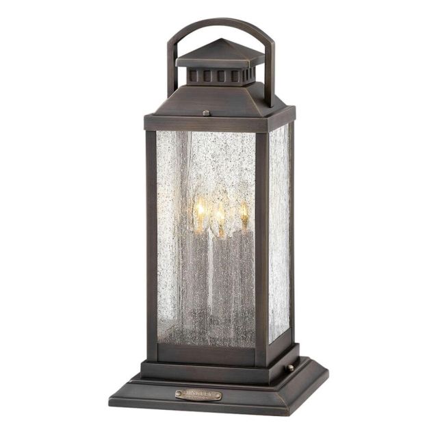 Hinkley Lighting Revere 3 Light 20 Inch Tall Outdoor Pier Mount in Blackened Brass with Clear Seedy Glass 1187BLB