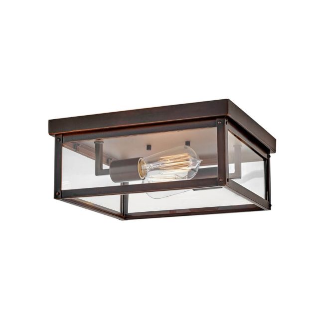 Hinkley Lighting 12193BLC Beckham 2 Light 12 inch Outdoor Flush Mount in Blackened Copper with Clear Glass