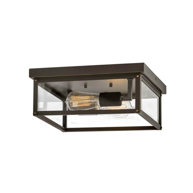 Hinkley Lighting 12193OZ Beckham 2 Light 12 inch Medium Outdoor Flush Mount in Oil Rubbed Bronze with Clear Glass
