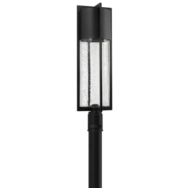 Hinkley Lighting Shelter 1 Light 28 Inch Tall LED Outdoor Post Light in Black with Clear Seedy Glass 1321BK-LV