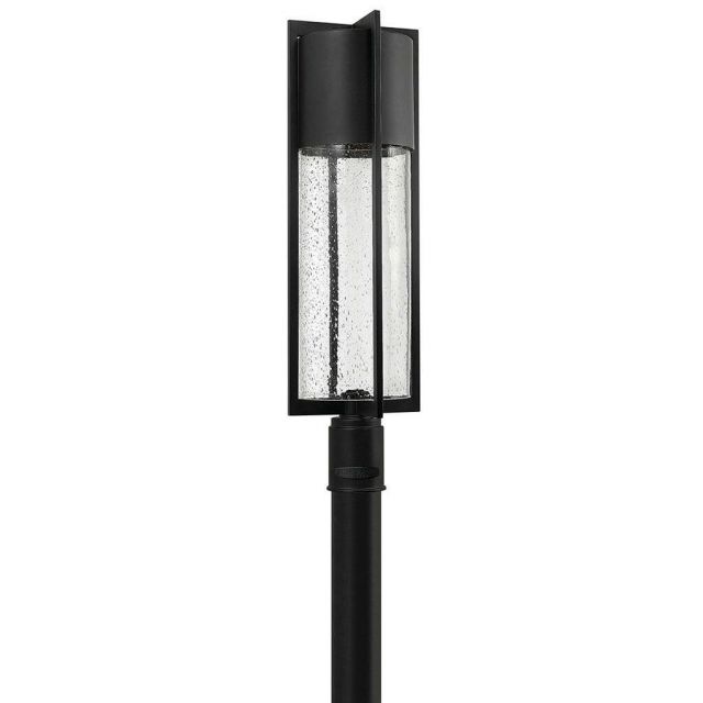 Hinkley Lighting Shelter 1 Light 28 inch Tall Outdoor Post Mount Lantern in Black with Clear Seedy Glass 1321BK