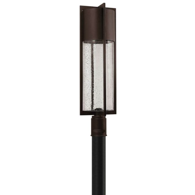 Hinkley Lighting 1321KZ-LV Shelter 1 Light 28 Inch Tall LED Outdoor Post Light in Buckeye Bronze with Clear Seedy Glass