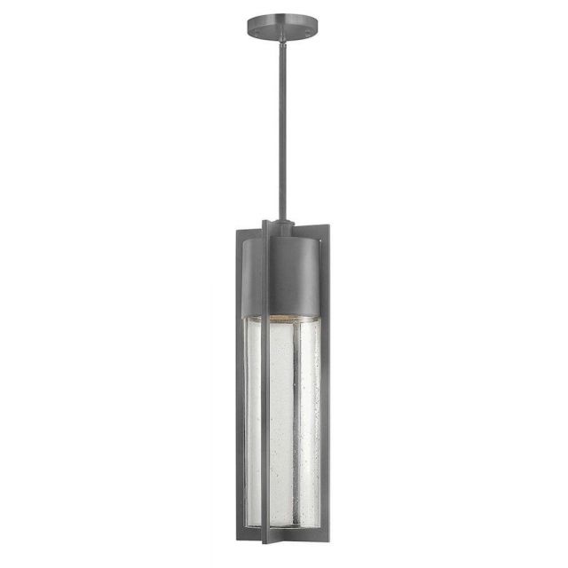 Hinkley Lighting 1322HE Shelter 1 Light 6 inch Medium Outdoor Hanging Lantern in Hematite with Clear Seedy Glass