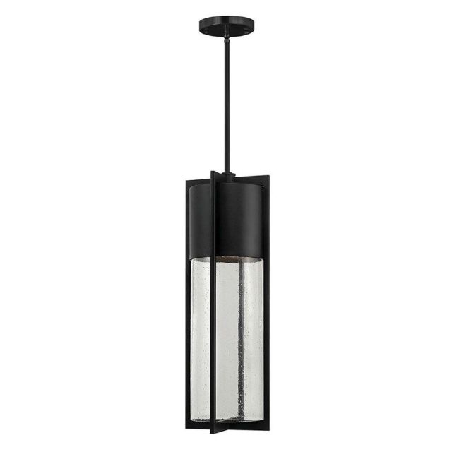Hinkley Lighting 1328BK Shelter 1 Light 8 inch Large Outdoor Hanging Lantern in Black with Clear Seedy Glass