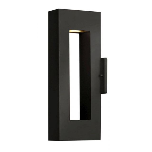 Hinkley Lighting 1640SK-LED Atlantis 16 inch Tall LED Outdoor Wall Mount Lantern in Satin Black with Etched Lens