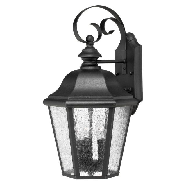Hinkley Lighting Edgewater 3 Light 18 Inch Tall LED Outdoor Mini Wall Mount In Black With Clear Seedy Glass 1676BK-LL