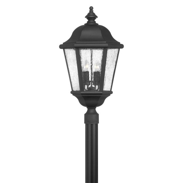 Hinkley Lighting Edgewater 4 Light 28 Inch Tall LED Extra Large Post Mount In Black With Clear Seedy Glass 1677BK-LL