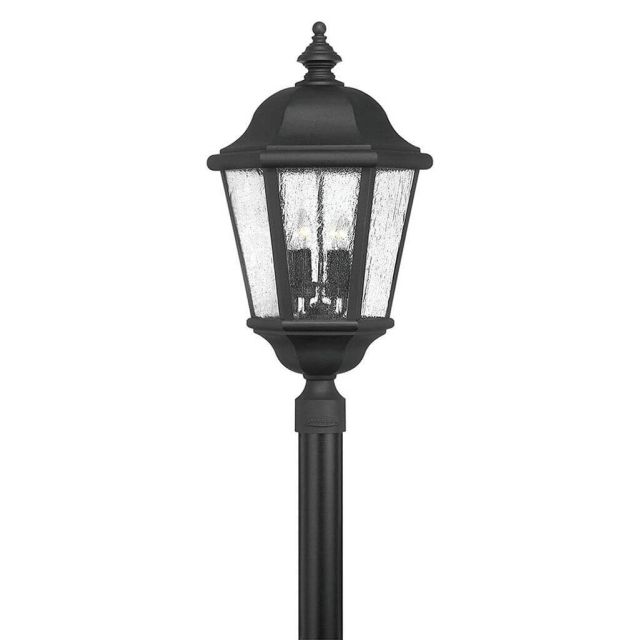 Hinkley Lighting Edgewater 4 Light 28 inch Tall Extra Large Outdoor Post Mount Lantern in Black with Clear Seedy Glass 1677BK
