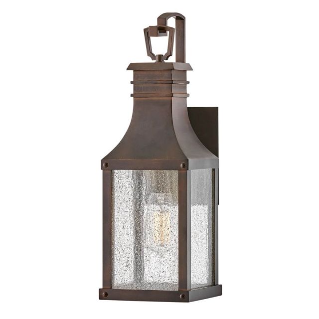 Hinkley Lighting Beacon Hill 1 Light 18 inch Tall Small Outdoor Wall Mount Lantern in Blackened Copper with Clear Seedy Glass 17460BLC